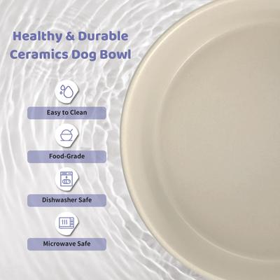 Show full view: SpunkyJunky Ceramic & Wood Raised Dog Bowls, 2 count, Grey, 3.6 cup slide 5 of 7