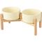 Show in main carousel: SpunkyJunky Ceramic & Wood Raised Dog Bowls, 2 count, Beige, 3.6 cup slide 1 of 7