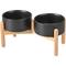 Show in main carousel: SpunkyJunky Ceramic & Wood Raised Dog Bowls, 2 count, Black, 3.6 cup slide 1 of 7