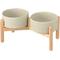 Show in main carousel: SpunkyJunky Ceramic & Wood Raised Dog Bowls, 2 count, Grey, 3.6 cup slide 1 of 7