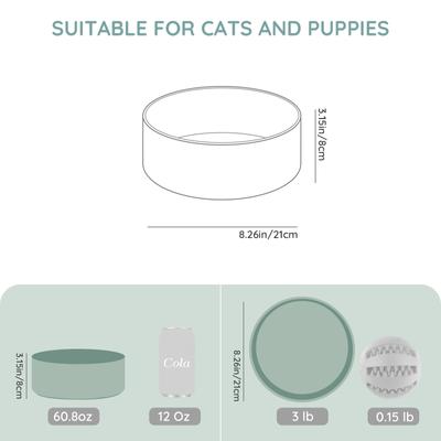 Show full view: SpunkyJunky Modern Cute Ceramic Weighted Dog Bowl, 1 count, Morandi Green, 7.6 cup slide 2 of 7