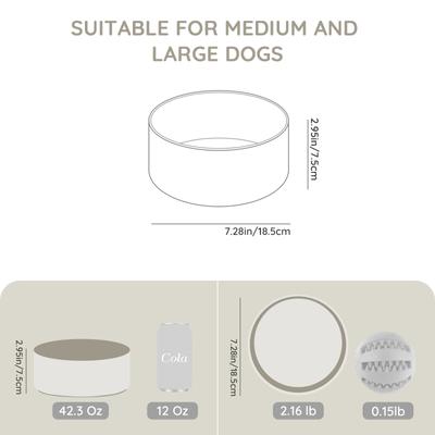 Show full view: SpunkyJunky Modern Cute Ceramic Weighted Dog Bowl, 1 count, Grey, 5.2 cup slide 2 of 7