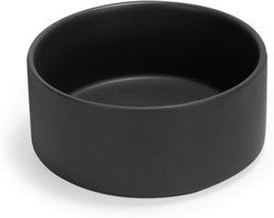 SpunkyJunky Modern Cute Ceramic Weighted Dog Bowl, 1 count, Black, 3.6 cup