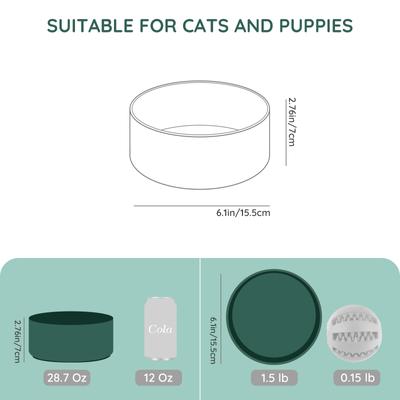 Show full view: SpunkyJunky Modern Cute Ceramic Weighted Dog Bowl, 1 count, Green, 3.6 cup slide 3 of 8