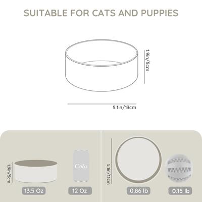 Show full view: SpunkyJunky Modern Cute Ceramic Weighted Dog Bowl, 1 count, Grey, 1.7 cup slide 2 of 7