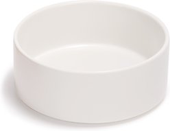 SpunkyJunky Modern Cute Ceramic Weighted Dog Bowl, 1 count, White, 1.7 cup