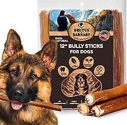 Brutus & Barnaby 12-Inch Single Ingredient High Protein & Rawhide-Free Bully Sticks Dog Chews, 2 count