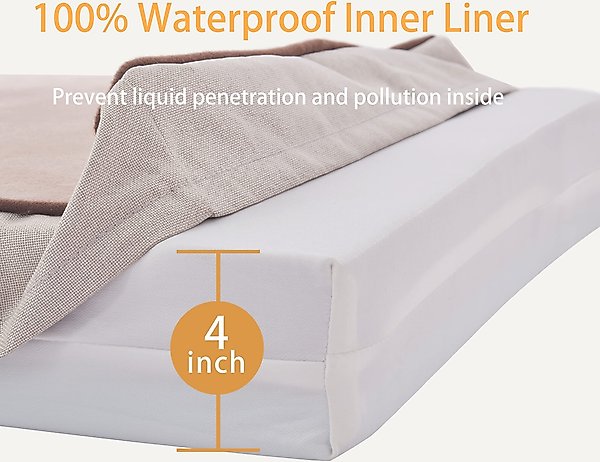 Show full view: LFC PETS Orthopedic Memory Foam Dog & Cat Bed with Removable Cover, Khaki, XX-Large slide 4 of 7