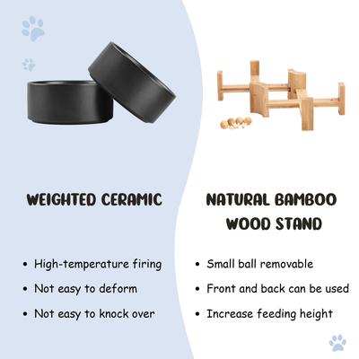 Show full view: SpunkyJunky Slanted Ceramic & Wood Non-Slip Dog Bowl, 2 count, Black, 3.6 cup slide 8 of 10