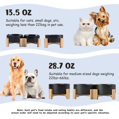 Show full view: SpunkyJunky Slanted Ceramic & Wood Non-Slip Dog Bowl, 2 count, Black, 3.6 cup slide 6 of 10