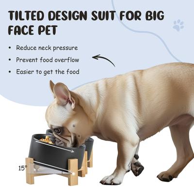 Show full view: SpunkyJunky Slanted Ceramic & Wood Non-Slip Dog Bowl, 2 count, Black, 3.6 cup slide 3 of 10