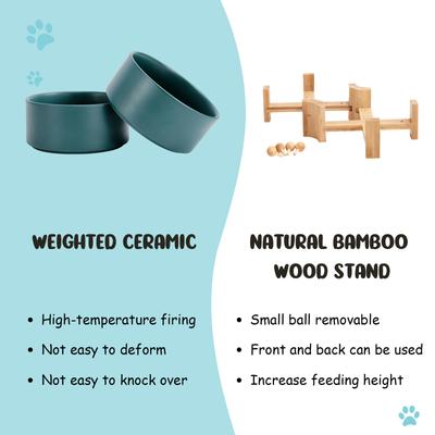 Show full view: SpunkyJunky Slanted Ceramic & Wood Non-Slip Dog Bowl, 2 count, Green, 3.6 cup slide 8 of 10