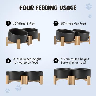 Show full view: SpunkyJunky Slanted Ceramic & Wood Non-Slip Dog Bowl, 2 count, Black, 3.6 cup slide 4 of 10