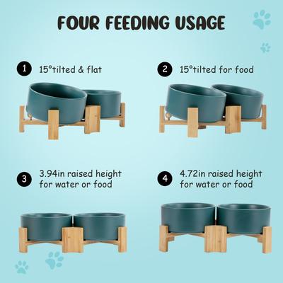 Show full view: SpunkyJunky Slanted Ceramic & Wood Non-Slip Dog Bowl, 2 count, Green, 3.6 cup slide 4 of 10