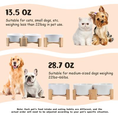 Show full view: SpunkyJunky Slanted Ceramic & Wood Non-Slip Dog Bowl, 2 count, White, 3.6 cup slide 6 of 9