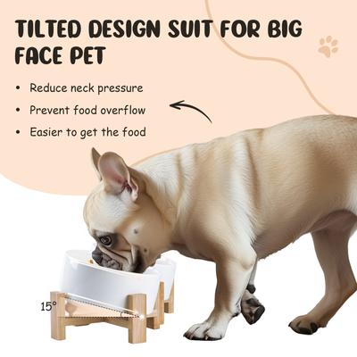 Show full view: SpunkyJunky Slanted Ceramic & Wood Non-Slip Dog Bowl, 2 count, White, 3.6 cup slide 2 of 9