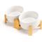 Show in main carousel: SpunkyJunky Slanted Ceramic & Wood Non-Slip Dog Bowl, 2 count, White, 3.6 cup slide 1 of 9