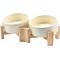 Show in main carousel: SpunkyJunky Slanted Ceramic & Wood Non-Slip Dog Bowl, 2 count, Beige, 1.7 cup slide 1 of 10
