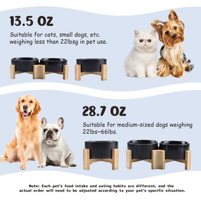 Show full view: SpunkyJunky Slanted Ceramic & Wood Non-Slip Dog Bowl, 2 count, Black, 1.7 cup slide 6 of 10
