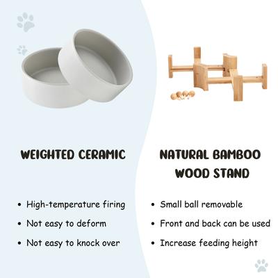 Show full view: SpunkyJunky Slanted Ceramic & Wood Non-Slip Dog Bowl, 2 count, Grey, 1.7 cup slide 8 of 10