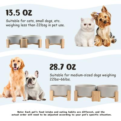 Show full view: SpunkyJunky Slanted Ceramic & Wood Non-Slip Dog Bowl, 2 count, Grey, 1.7 cup slide 6 of 10