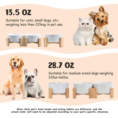 Show full view: SpunkyJunky Slanted Ceramic & Wood Non-Slip Dog Bowl, 2 count, White, 1.7 cup slide 6 of 9