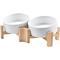 Show in main carousel: SpunkyJunky Slanted Ceramic & Wood Non-Slip Dog Bowl, 2 count, White, 1.7 cup slide 1 of 9