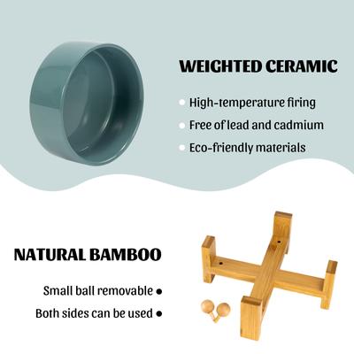 Show full view: SpunkyJunky Slanted Ceramic & Wood Non-Slip Dog Bowl, 1 count, 3.6 cup, Light Green slide 6 of 8