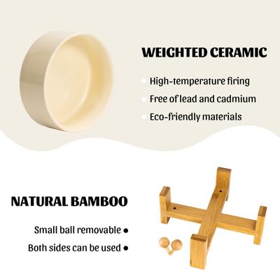 Show full view: SpunkyJunky Slanted Ceramic & Wood Non-Slip Dog Bowl, 1 count, 3.6 cup, Beige slide 6 of 8