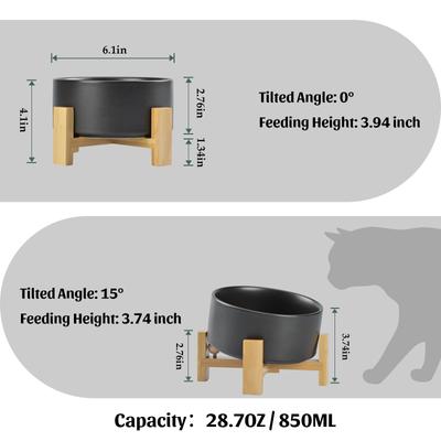 Show full view: SpunkyJunky Slanted Ceramic & Wood Non-Slip Dog Bowl, 1 count, 3.6 cup, Black slide 5 of 9