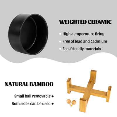 Show full view: SpunkyJunky Slanted Ceramic & Wood Non-Slip Dog Bowl, 1 count, 3.6 cup, Black slide 7 of 9