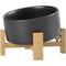 Show in main carousel: SpunkyJunky Slanted Ceramic & Wood Non-Slip Dog Bowl, 1 count, 3.6 cup, Black slide 1 of 9