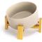 Show in main carousel: SpunkyJunky Slanted Ceramic & Wood Non-Slip Dog Bowl, 1 count, 3.6 cup, Grey slide 1 of 9