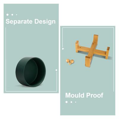 Show full view: SpunkyJunky Slanted Ceramic & Wood Non-Slip Dog Bowl, 1 count, 3.6 cup, Green slide 7 of 10