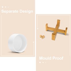 SpunkyJunky Slanted Ceramic & Wood Non-Slip Dog Bowl, 1 count, 3.6 cup, White slide 2 of 8