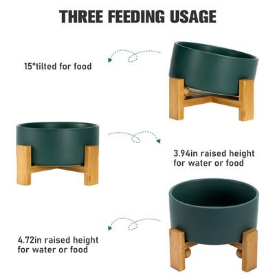 Show full view: SpunkyJunky Slanted Ceramic & Wood Non-Slip Dog Bowl, 1 count, 3.6 cup, Green slide 5 of 10