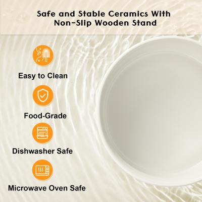 Show full view: SpunkyJunky Ceramic & Wood Non-Slip Elevated Dog Bowls, 2 count, White, 1.7 cup slide 5 of 7