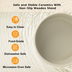 SpunkyJunky Ceramic & Wood Non-Slip Elevated Dog Bowls, 2 count, Grey, 1.7 cup slide 2 of 7