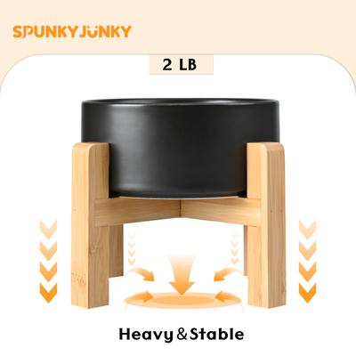 Show full view: SpunkyJunky Ceramic & Wood Non-Slip Elevated Dog Bowls, 2 count, Black, 3.6 cup slide 7 of 8