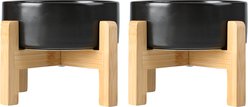 SpunkyJunky Ceramic & Wood Non-Slip Elevated Dog Bowls, 2 count, Black, 3.6 cup