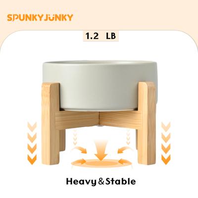 Show full view: SpunkyJunky Ceramic & Wood Non-Slip Elevated Dog Bowls, 2 count, Grey, 1.7 cup slide 6 of 7