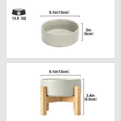 Show full view: SpunkyJunky Ceramic & Wood Non-Slip Elevated Dog Bowls, 2 count, Grey, 1.7 cup slide 2 of 7