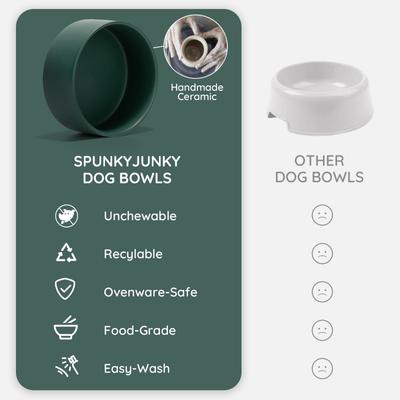 Show full view: SpunkyJunky Ceramic & Wood Non-Slip Weighted Dog & Cat Bowls, 2 count, Green, 1.7 cup slide 8 of 8