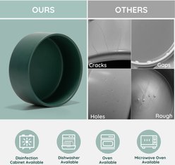 SpunkyJunky Ceramic & Wood Non-Slip Weighted Dog & Cat Bowls, 2 count, Green, 1.7 cup slide 2 of 7