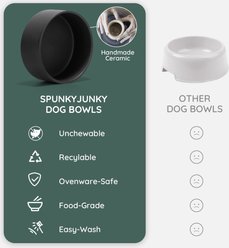 SpunkyJunky Ceramic & Wood Non-Slip Weighted Dog & Cat Bowls, 2 count, Black, 1.7 cup slide 2 of 6