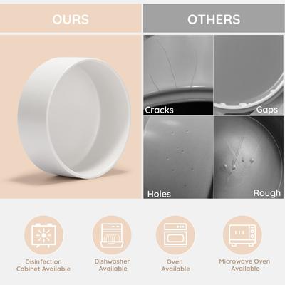 Show full view: SpunkyJunky Ceramic & Wood Non-Slip Weighted Dog & Cat Bowls, 2 count, White, 1.7 cup slide 5 of 7