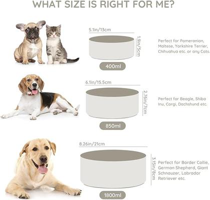Show full view: SpunkyJunky Ceramic & Wood Non-Slip Weighted Dog & Cat Bowls, 2 count, Grey, 7.6 cup slide 3 of 6
