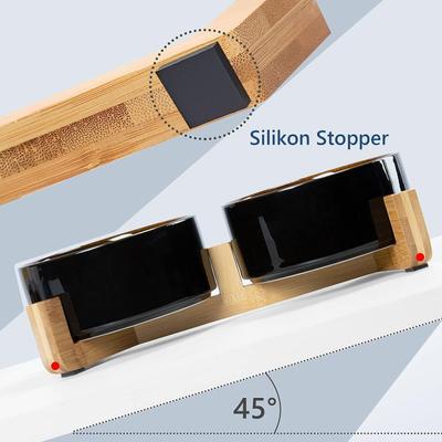 Show full view: SpunkyJunky Ceramic & Wood Non-Slip Weighted Dog & Cat Bowls, 2 count, Starry Blue, 3.6 cup slide 3 of 6