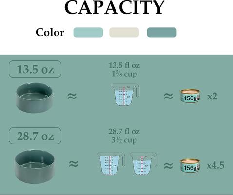 Show full view: SpunkyJunky Ceramic & Wood Non-Slip Weighted Dog & Cat Bowls, 2 count, Dark Green, 1.7 cup slide 6 of 7