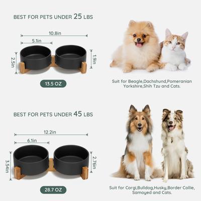 Show full view: SpunkyJunky Ceramic & Wood Non-Slip Weighted Dog & Cat Bowls, 2 count, Black, 1.7 cup slide 2 of 6